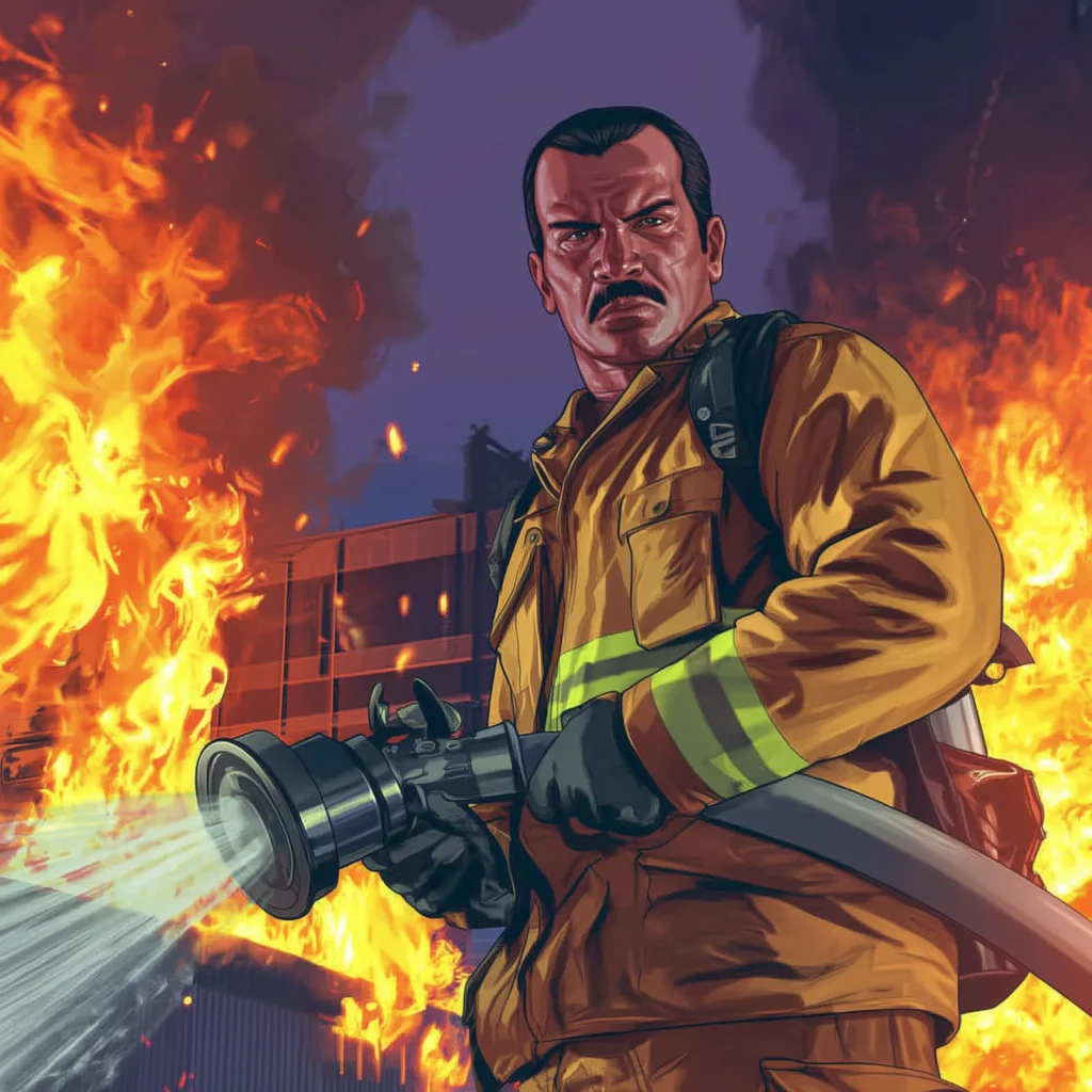 man-putting-out-fire-gta-illustration-style